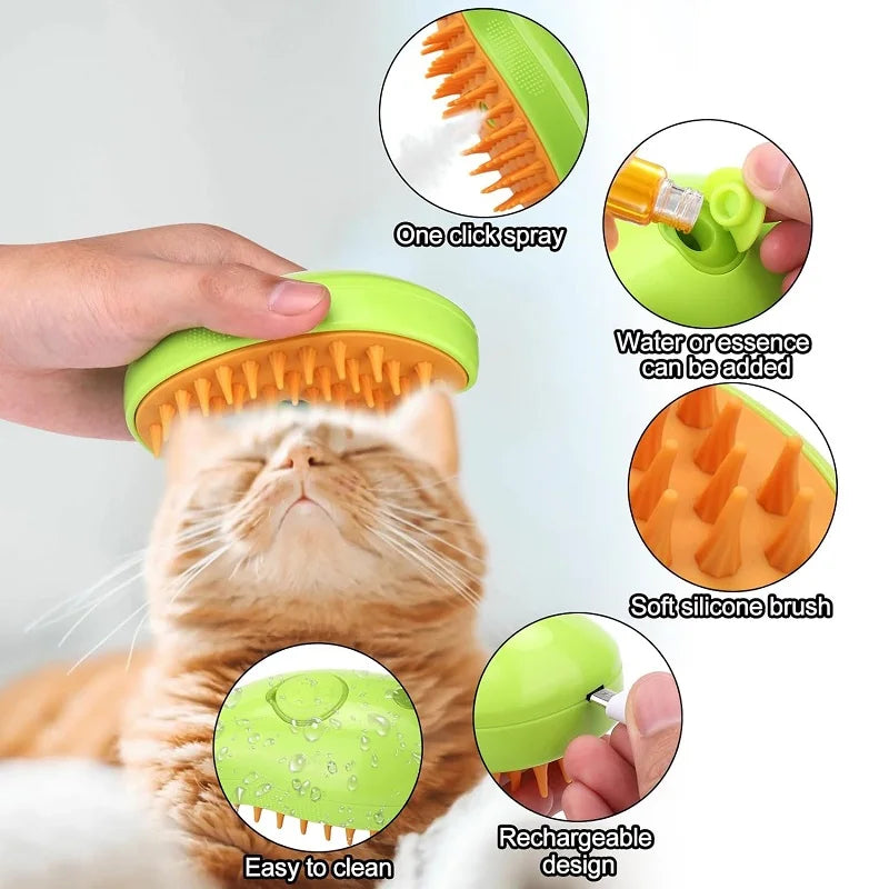 Cat Steam Brush Steamy Dog Brush 3 in 1 Electric Spray Cat Hair Brushes for Massage Pet Grooming Comb Hair Removal Combs - Roy Entreprise