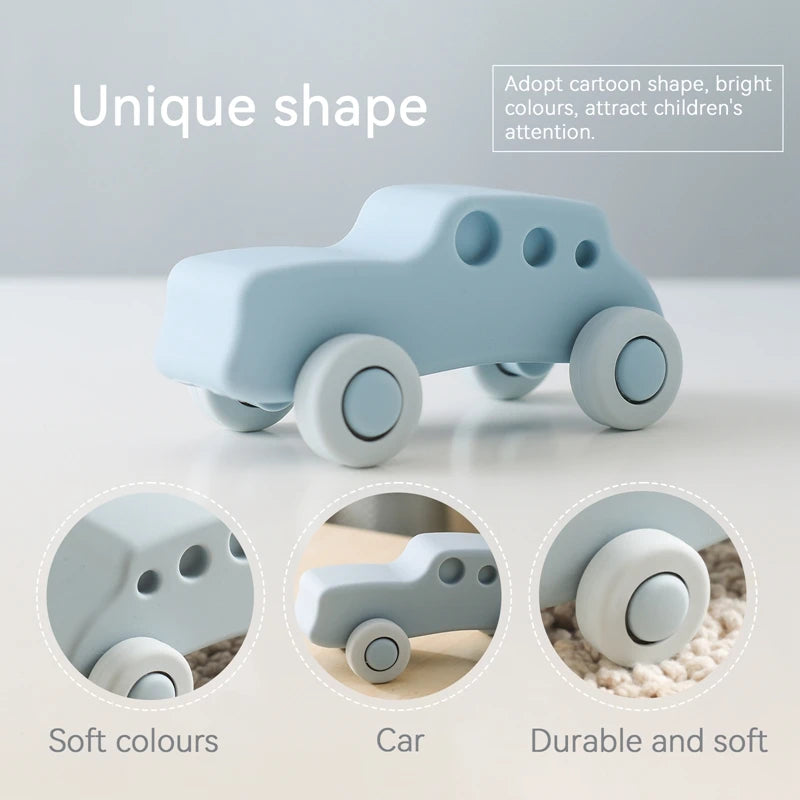 Baby Montessori Ambulances Truck Toy Food Grade Silicone Car 0-12 Month Newborn Baby Educational Toy Gift Cartoon City Kid Game - Roy Entreprise