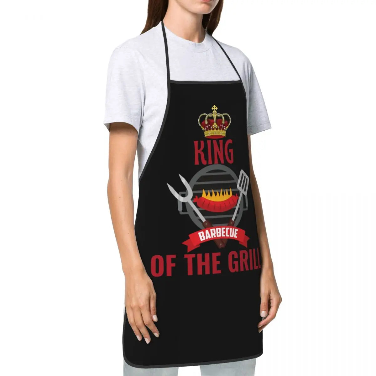 BBQ Master King Of The Grill Bib Apron Women Men Unisex Kitchen Chef Barbecue Lover Tablier Cuisine for Cooking Baking Gardening - Roy Entreprise