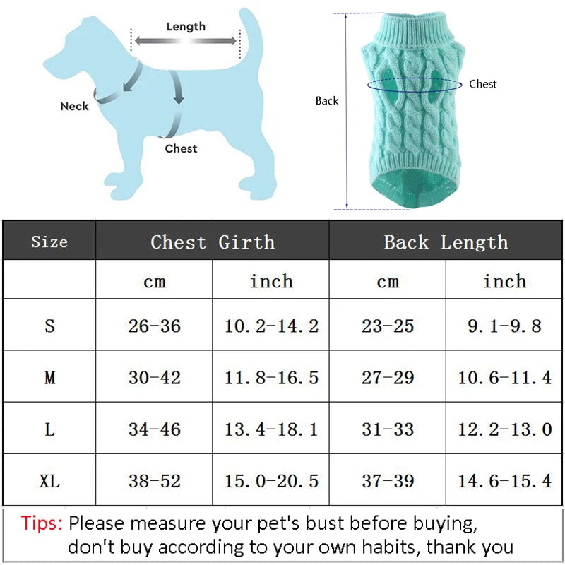Puppy Dog Sweaters for Small Medium Dogs Cats Clothes Winter Warm Pet Turtleneck Chihuahua Vest Soft Yorkie Coat Teddy Jacket - Roy Entreprise