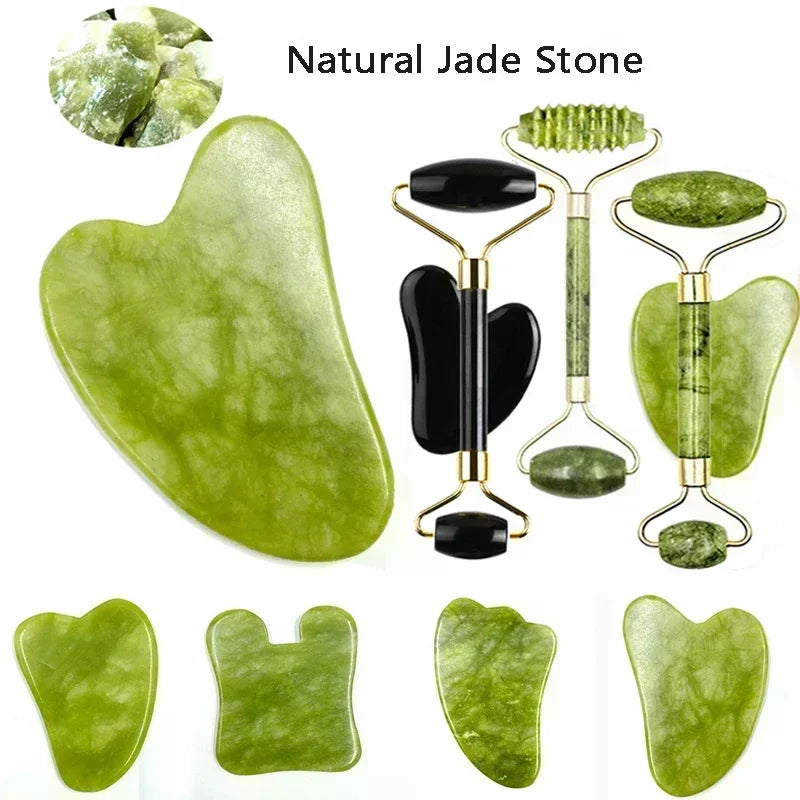 Natural Jade Face Massager Gua Sha Stone Face  Guasha Masaje Facial Board Acupoint Eye Care SPA Massager Tool massage visage - Roy Entreprise