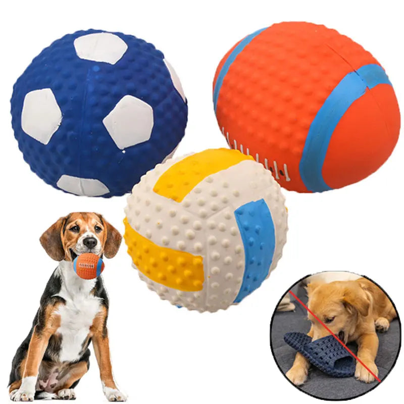 Pet Dog toy ball latex Durable Prevent damage Dog chew toy Squeak Chase Interesting Puppy toy Improve IQ Pet supplies - Roy Entreprise