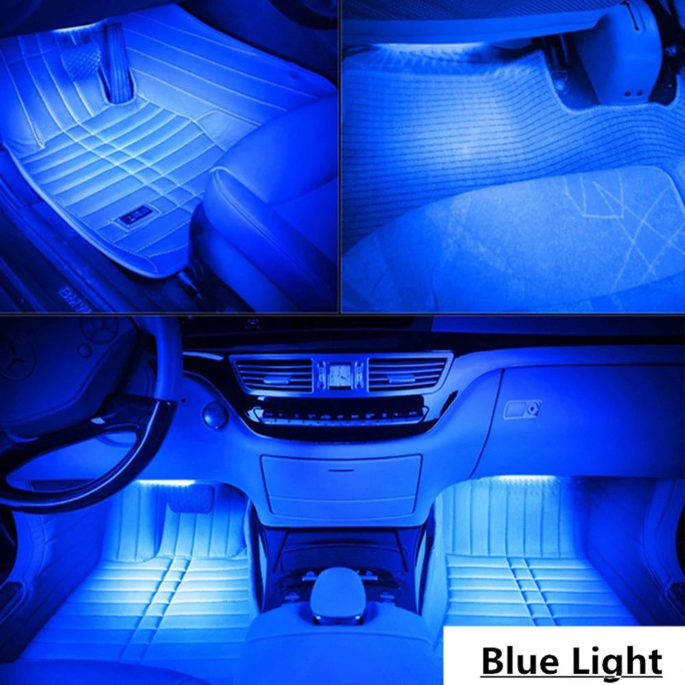 Car Lights 24 Led Bar Automotive Strip Universal Mood Foot Light Cigarette Lighter USB Decorative Atmosphere Lamp Signal Lamp - Roy Entreprise