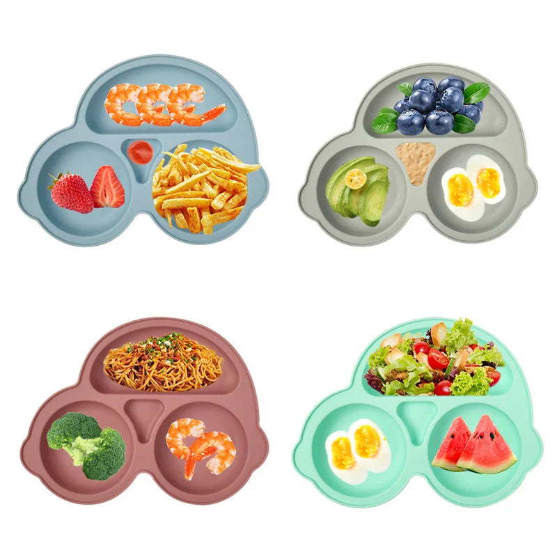 Baby Safe Silicone Dining Plate Suction Cartoon Children Dishes Feeding Toddler Training Tableware Retro Kids Smile Face Bowl - Roy Entreprise