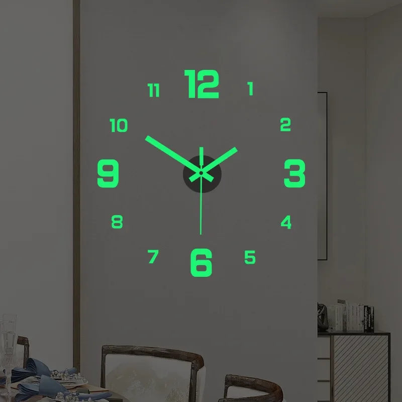 Amaz ..ing 3D Luminous Wall Clock Frameless Acrylic DIY Digital Clock Wall Stickers Mute Clock for Living Room Bedroom Office Wall Decor - Roy Entreprise