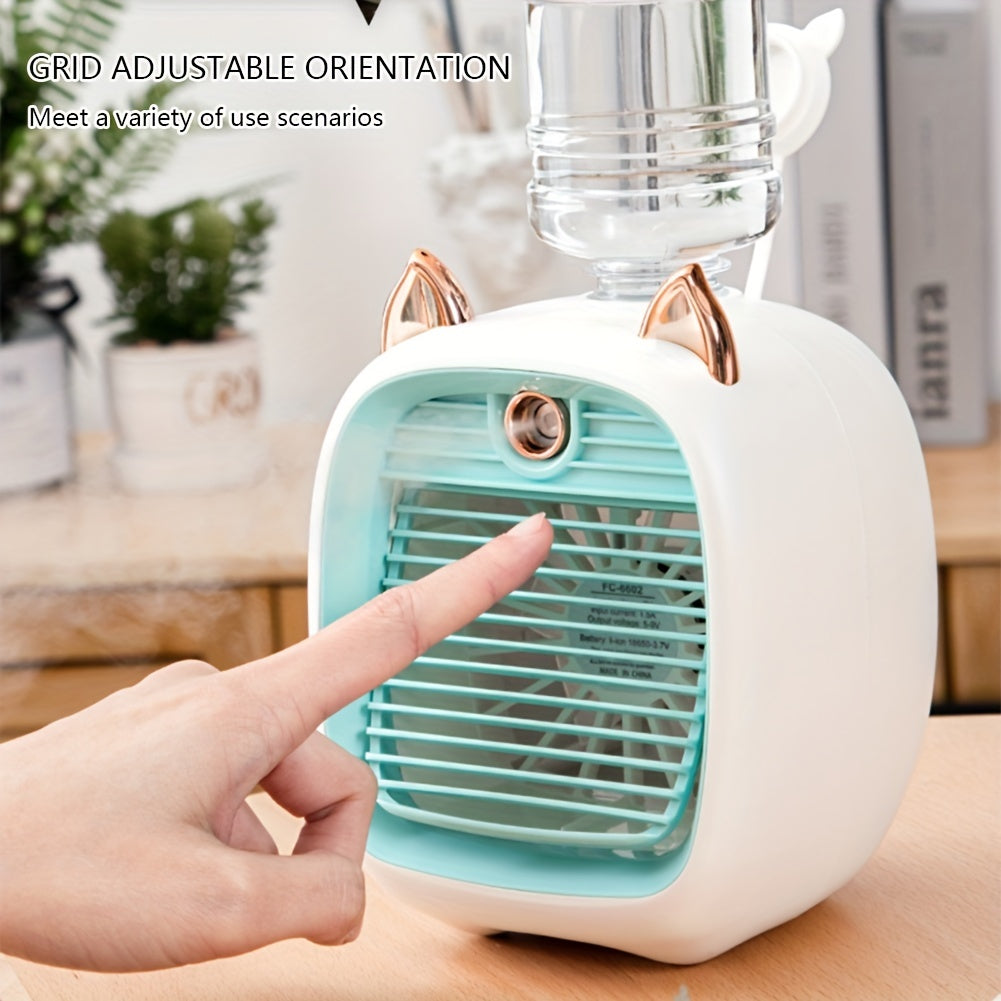 Climatiseur Portable, Ventilateur Électrique De Bureau, Brumisation, 1200 MAh, 3 Vitesses, Ventilateur De Refroidissement À Eau, Charge USB Type-C, Humidificateur Par Pulvérisation, Ventilateur Pour La Maison, Cadeaux D'anniversaire, Cadeaux De Noël - Roy Entreprise